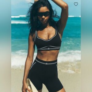 ALO Yoga Black airbrush heart throb bike shorts